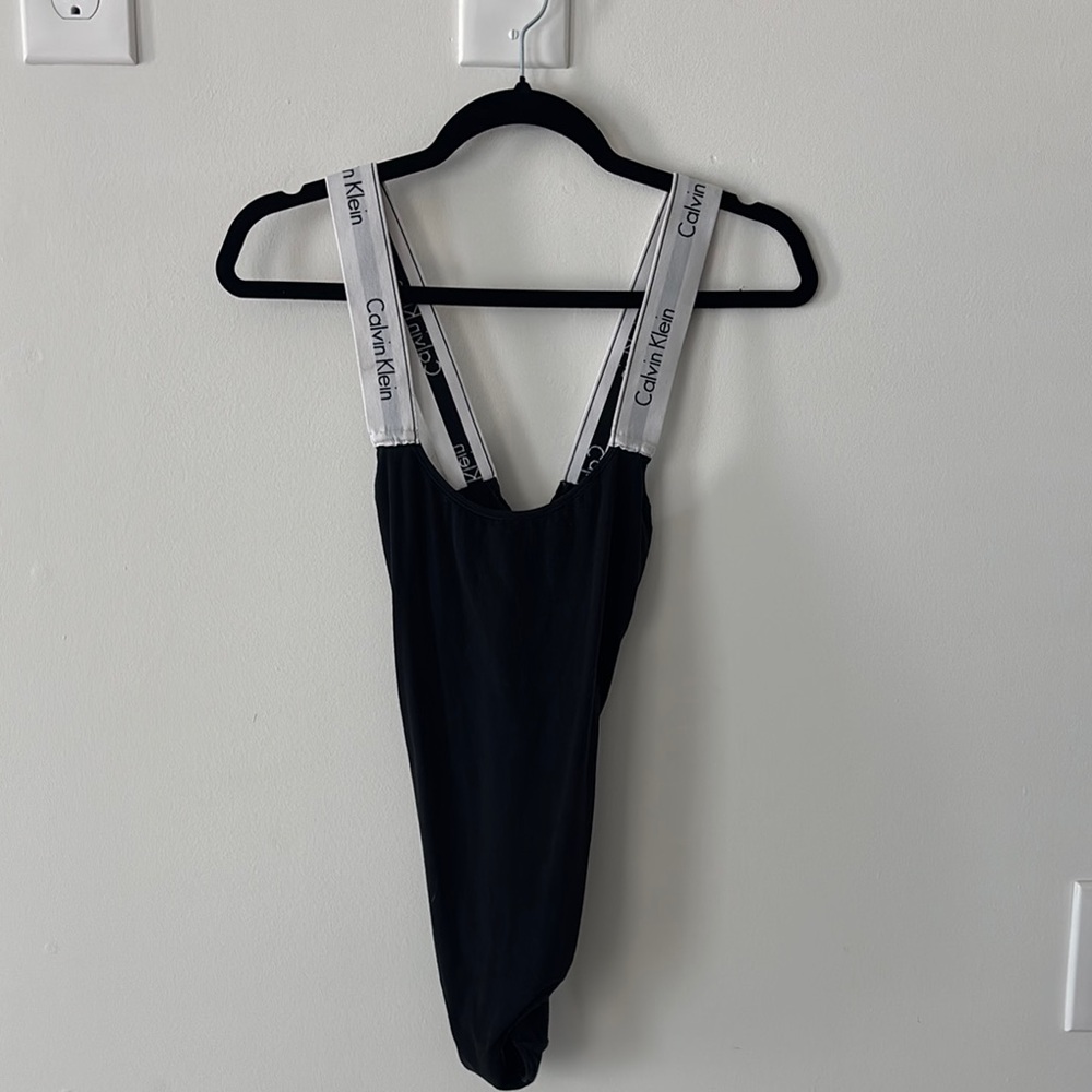 Calvin Klein Black Bodysuit with White Straps